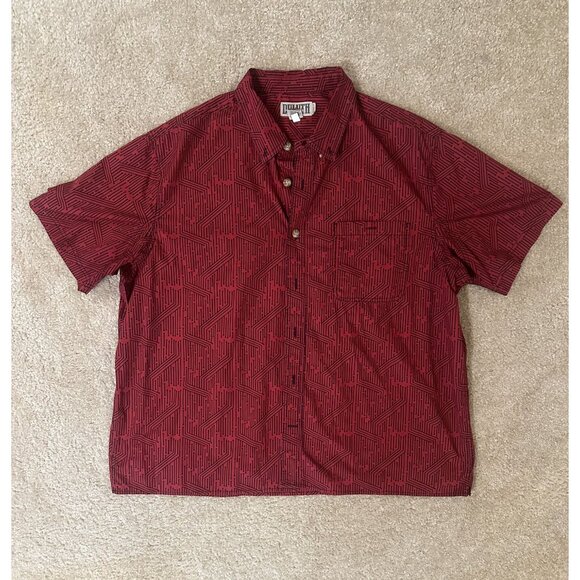 Duluth Trading Co. Short Sleeve Red Black Button Down Size 2XL 100% Cotton - Picture 1 of 4